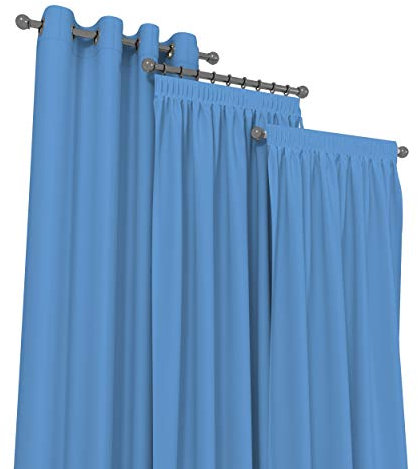 Market-Alley Vorhänge 2er Set Vorhang für Kinderzimmer Schlafzimmer Wohnzimmer Elegant Gardine mit Ösen/Taschenband/Kräuselband (113 Hellblau ; mit Kräuselband ; 135cm x 150cm)