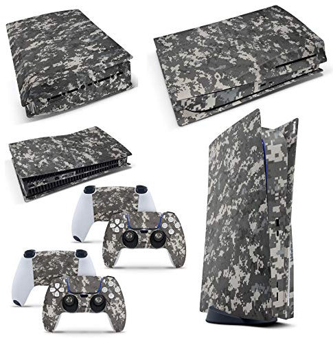 GNG - Set con decalcomania in vinile per console PS5, motivo: mimetico digitale + 2 skin per controller
