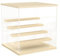 Nynelly 5 Tier Clear Acrylic Display Case for Models, Mini Figures, Pop Mart, Labubu, Sonny Angel, Smiski - Assemble Dustproof Display Box with Door, Display Stand (Wood Top Base Step)