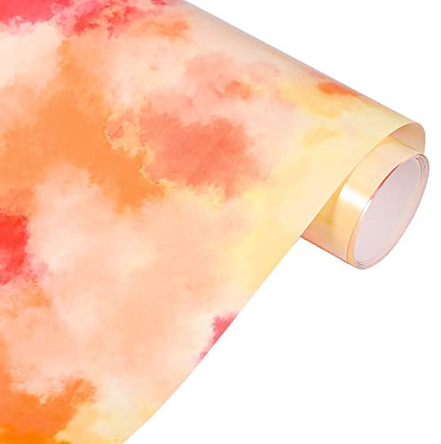 VINYL FROG Rainbow HTV Wolken Aquarell-Vinyl-Rolle zum Aufbügeln, 25cm x 1,55 m, Gelb/Rosa, Wärmetransfer-Vinyl-Rolle für selbstgemachte T-Shirts, Stoff und Kleidung