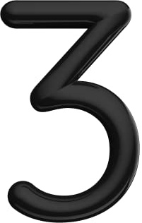 Ultion Sweet Black Door Number '3' | Self Adhering, No screws, No drilling, Matching numbers available, Matching Ultion Sweet door furniture available