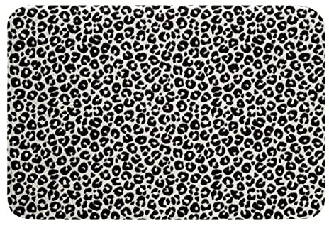 Loussiesd Leopard Drucken Badematte 50x80cm Herren Damen Afrika Gepard Drucken Badteppiche Safari Tiermuster rutschfest Badezimmerteppich Zimmer Dekor Schwarz Weiß Leopard Weich Zottelig Badvorleger
