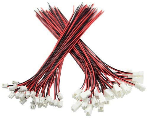 BGTXINGI 50Pcs 25Pairs 2.54mm 2PIN Weiblich und Männlich Anschlussstecker mit Rotem Schwarzem Terminal Stecker Kabel 200mm kompatibel mit JST XH