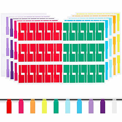 Hylabelest 300 PCS Cable Labels Waterproof Tags Write on Stickers Tear Resistant Flexible Works Cord Identification Labels A4 Sheet for Laser Printer 10 Sheet (10 Colors)