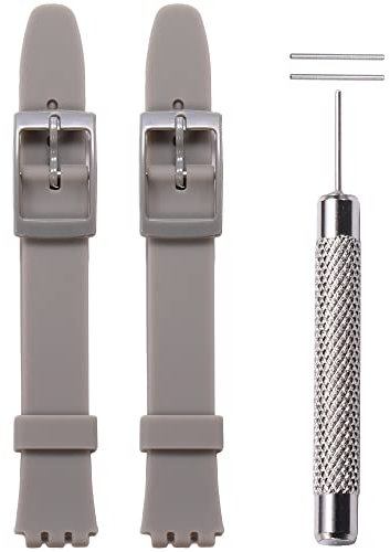 WRISTARMOR Cinturino di ricambio in silicone compatibile con cinturino Lady Swatch 12mm Series Donna a prova di sudore Pin Buckle Watch Band (Grey)
