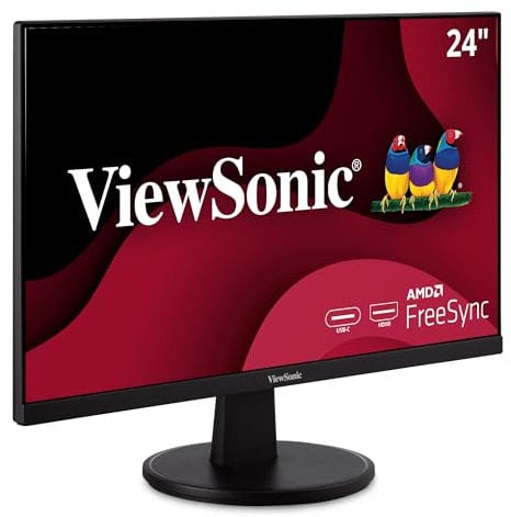 ViewSonic VA2447-MHU 24 Inch Full HD 1080p USB C Monitor with Ultra-Thin Bezel, FreeSync, 100Hz, Eye Care, HDMI, VGA Inputs for Home and Office