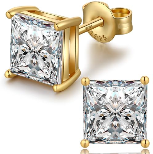 Ohrstecker Man,Ohrstecker Eckig Gold Zirkonia Herren,Ohrringe Silber 925 Man,Ohrringe Herren Silber,Ohrstecker Eckig Herren Miaofu Quadratisch Ohrstecker,Ohrstecker Quadrat 8mm,Ohrringe Eckig Herren