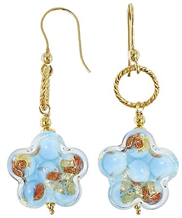 Venetiaurum - Boucles d'oreilles pour fille avec fleurs en verre original de Murano et argent 925 - Bijou certifié Made in Italy