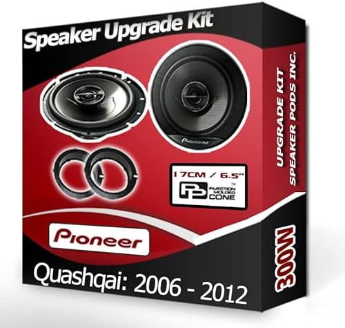 Pioneer car speakers 6.5 17cm for Qashqai Front Doors + Adaptor pods 300W