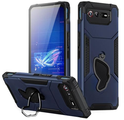 Fanbiya Hülle für ROG Phone 6 ROG Phone 6 Pro hülle, mit Ständer Armor Militär Stoßfeste Schutzhülle, Blau