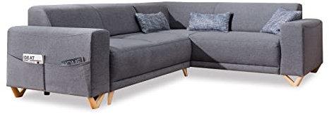 MIUFORM Ecksofa mit Schlaffunktion und Bettkasten Wohnladschaft | Classy Sophie L MAX | Wohnladschaft Couch L Form Schlafcouch (Grau, Rechts ausgerichtet)