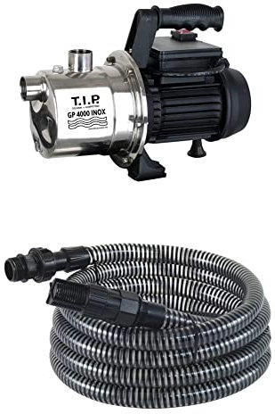 T.I.P. Gartenpumpe Edelstahl GP 4000 INOX + T.I.P. 31009 Saugschlauch Ansaugschlauchgarnitur