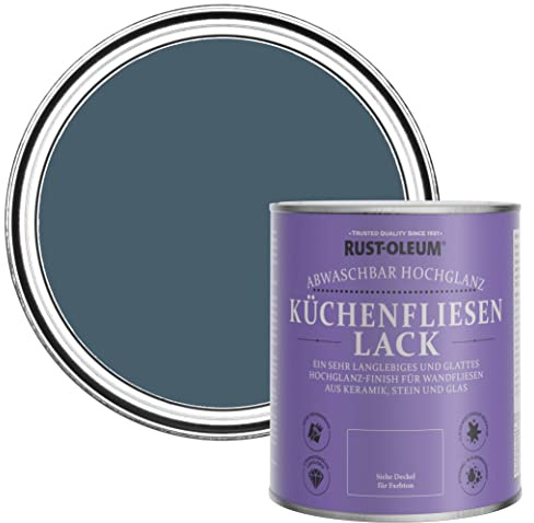 Rust-Oleum Blue Water-Resistant Kitchen Tile Paint in Gloss Finish - Blueprint 750ml