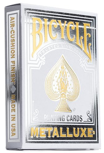 Bicycle Metalluxe - Carte da gioco argentate, finitura in lamina di metallo, dimensioni da poker