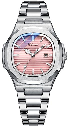 Tiong Damen Uhren,Damen Analog Quarz Armbanduhr mit Edelstahlarmband,Leuchtende wasserdichte Armbanduhr