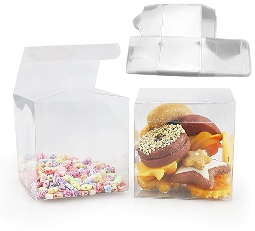 MAOQYE 30PCS 8x8x8cm Clear Cube Wedding Favour Boxes PVC Transparent Cube Gift Boxes for Candy Chocolate Birthday, Wedding, Party Favors