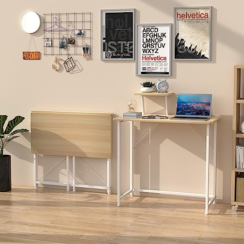 Escritorio plegable, ahorra espacio, con soporte desmontable, para ordenador, para uso exterior e interior, color marrón, de 80 x 45 x 75 cm, para el hogar, la oficina o camping