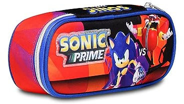 Seven Sonic Prime Mäppchen, Federtasche für Schreibwaren, Etui für Stiften, Kugelschreiber, Kinder, Mädchen & Jungen, Grundschule, rot, Mehrfarbig