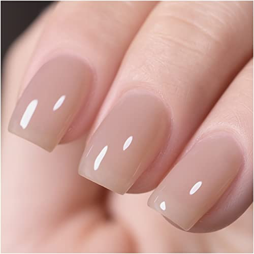 GAOY Jelly Nude Gel Nail Polish, 16ml Sheer Light Brown Translucent Soak Off Gel Polish, UV Light Cure for Nail Art DIY, Color 1535