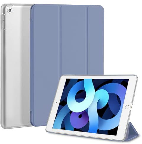 4UBonLife Funda para iPad 9,7 Pulgadas 6.ª/5.ª Generación 2018/2017, Cover Protectora Carcasa Rígida Delgada Ligera con Trasera Translúcido Cubierta para iPad 6/5, Auto Sueño/Estela, Gris Lavanda
