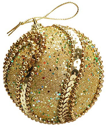 Weihnachtsbaumkugeln Rot Weiß Weihnachten Christbaumkugeln Glitter 8CM Kugeln Strass Ornament Dekoration Wohnkultur Spiegel Aufhängung Weihnachtskugeln Christbaumkugeln Kunststoff (Gold, One Size)