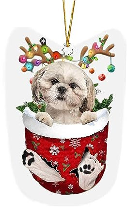 Weihnachts-Hunde-Ornament, Weihnachts-Acryl, lustiger Hund, Weihnachtsstrumpf, Tier-Ornament, roter Schnudel im Schnee, Taschen-Weihnachtsschmuck, Weihnachtsdekoration Bad Korb Mit Deckel