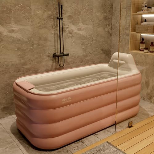 MegLob Drahtlose Aufblasbare Badewanne, Reise Tragbares Spa-Einweichenwanne, Mobile Badewanne Freistehende Badewanne Für Duschkabine, Platzsparende Badewanne Für Eisbad,B 140cm 4 Tiers