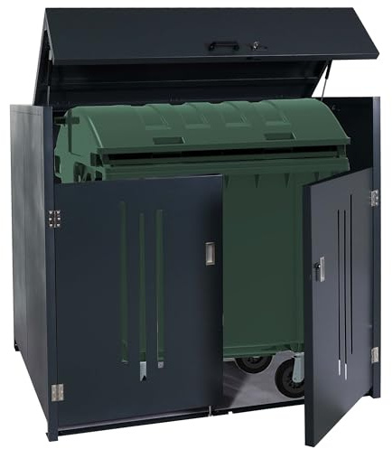 Mendler Müllcontainerverkleidung HWC-M54 Container bis 1100L 154x160x136cm | Müllcontainerbox, Industrie-Abfallcontainer, Stahl