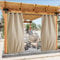 PONY DANCE 2er Set Outdoor Gardinen Windschutz Balkon Vorhang mit Ösen & Verdeckten Schlaufen Outdoorvorhänge Wasserdicht mit Festen Seilen, H 243 x B 132 cm, Bisccoti Beige