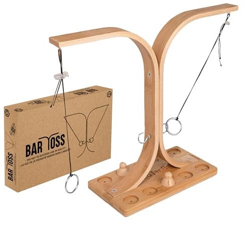 Bar Toss® Game | Jeu d'Adresse en Bambou pour Enfants et Adultes | Lancer d'Anneaux Suspendus Ring Toss | Qui Sera Le Plus Rapide ? | Intérieur & Extérieur | 100% Bambou | 100% Fun | OriginalCup®