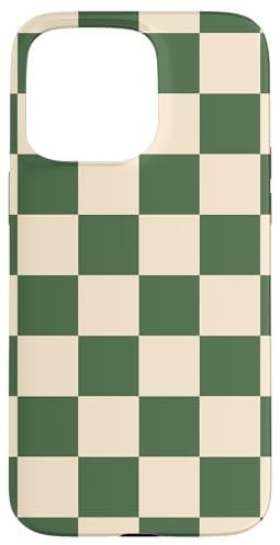 iPhone 15 Pro Max Green and Cream Classic Checkered Big Vintage Checkerboard Case