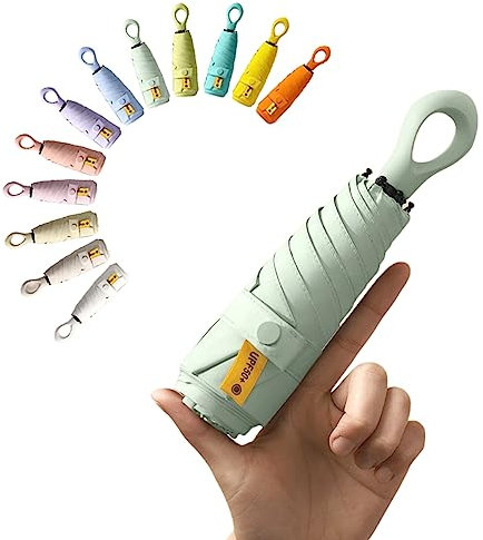 erised's bifrost Mini Paraguas del Sol Plegable de Viaje de Bolsillo/Compacto Portátil Protección/Resistencia Los Rayos UV UPF 50/Impermeable a Prueba/6 Varillas Costillas Paraguas para Mujer