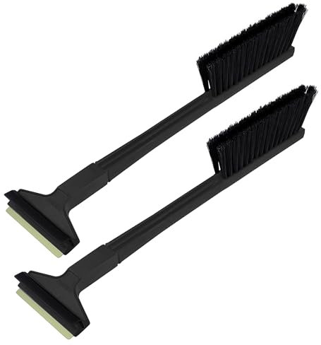 [ 2 Stück ] - Eiskratzer mit Besen Auto Schneebesen mit Eiskratzer Messing Eiskratzer mit Besen Auto Kratzer mit Besen Scheibenkratzer Eisschaber Schneebürste Schneefeger (2x L&P A056 Schwarz)