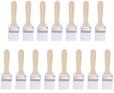 sourcing map 15pcs Paint Brushes 1.5 Paint Brush Nylon Flat Wall Paint Brush Soft Bristle with Wood Handle for Painting DIY Latex Paints Furniture Cabinets Fences, White