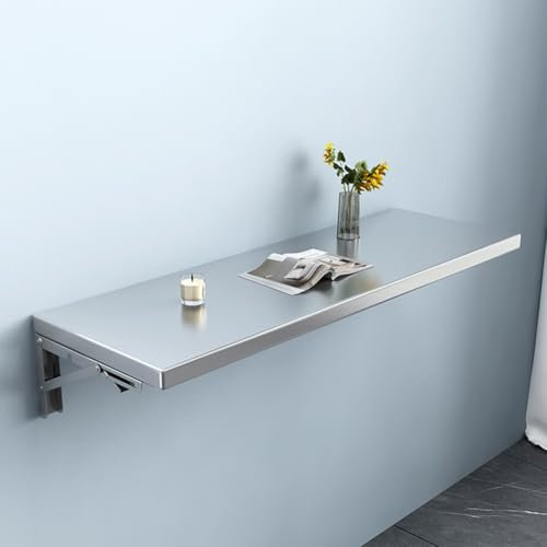 UPWONEC Wandklapptisch Aus Edelstahl 304, Wandküchentisch, Klappbarer Esstisch Mit Einer Tragfähigkeit Von Bis Zu 75 Kg, Klappbares Metalllagerregal,40 * 30cm