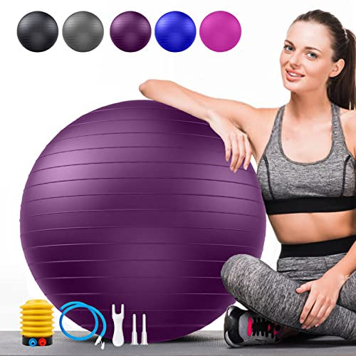 Soft Palla da Pilates Grande, Anti-scoppio Fitball Sostegni 2200lbs, Fit Ball Palloni w/Pompa, Yoga Softball per Fitness Ginnastica Gravidanza Ritmica Fisioterapia Bambina (Ufficio &Casa & Scuola)