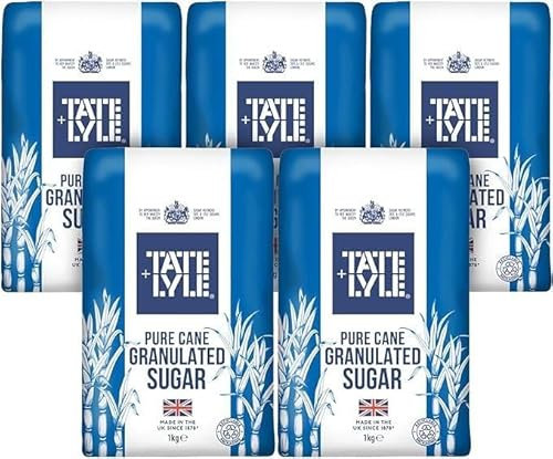 Tate & Lyle Granulated Sugar 1kg (Pack of 5) | Pure Cane Sugar for Baking, Cooking & Beverages | Perfect for Everyday Use