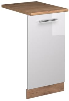 Vicco Geschirrspülblende Fame-Line, Weiß Hochglanz, 45 cm, AP Eiche, zur Kombination mit weiteren Modulen der Fame-Line Serie