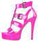 blingqueen Sandalias de plataforma para mujer con pasador en T Stiletto Tacones altos con tacones lacados, fucsia, 44 EU