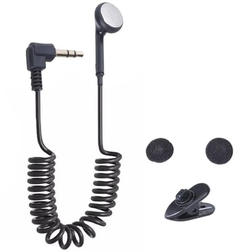 Single Ear Wired Earphone - Durable Mono Cable, Left / Right Plug