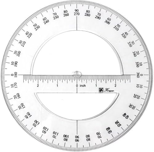 1 transportador de 360 grados, regla redonda, herramientas de dibujo angular, transportador circular para educación escolar, oficina, aula, 6 pulgadas, transportadores, juego de geometría matemática