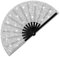Pesfehhy Folding Glitter Rave Fan Hand Fan Holder forEDM,Festival,Club,Party,Dance Silver