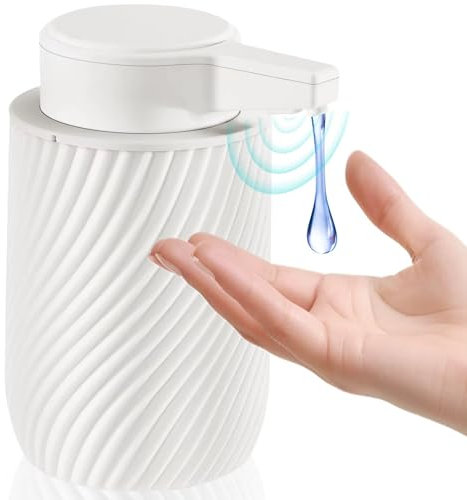 Seifenspender Automatisch 300ml Elektrischer Automatic Soap Dispenser mit Sensor, No Touch Automatischer Seifenspender mit USB Aufladung für Bad, Küche, Toilette Cremeweiß