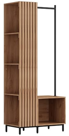 Vicco Garderobe Zinto, dąb Kraft złoty, 80 x 187 cm | mit 5 Ablagefächern, zur Wandmontage geeignet für platzsparende Aufbewahrung