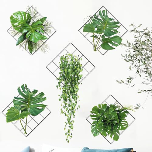 5 Stück Wandtattoo Badezimmer Wall 3d Wandaufkleber Pflanzen Stickers Wandsticker Pflanzen Ranken Klebebilder für die Wand Geeignet für Schlafzimmer, Wohnzimmer, Büro, Küche (A)