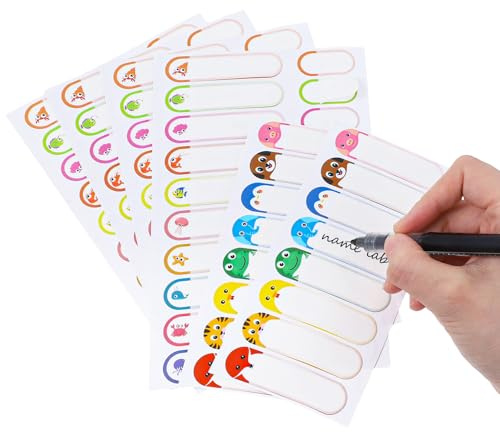 140Pcs Waterproof Name Label Stickers for Kids, Self-Adhesive Daycare Labels, 2 Size Washable Bottle Labels, Colorful Name Tag Stickers for Water Bottle, Sippy Cup, School Supplies, Storage Bins