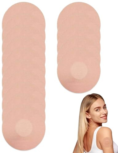 RAMGLYO Diabetes Sensor Stickers - Pack of 15 Skin-Coloured Plasters Made of Breathable Fabric | Sweat-proof Fixation for Sports & Everyday Use, Skin-friendly & Discreet Under Clothing