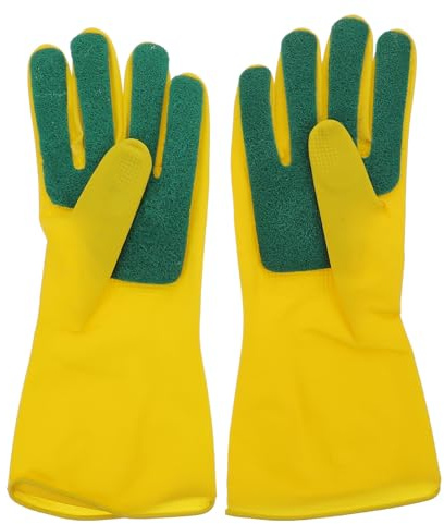 RORPOIR Guantes Estropajo de Látex para Lavar Platos, Absorbentes y Multiusos, Ideales para Tareas Domésticas y Trabajo de Jardinería