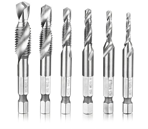Migiwata Hex Spiral Flute 2-in1 Combination Drill and Tap Bit Set (Assorted 6Pcs)