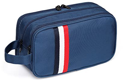 Kulturbeutel Herren Damen, VASCHY Wasserabweisend Unisex Reise Organizer kit Waschtasche Kosmetiktasche für Make-up, Rasieren mit Separaten Fächern Kulturtaschen Blau